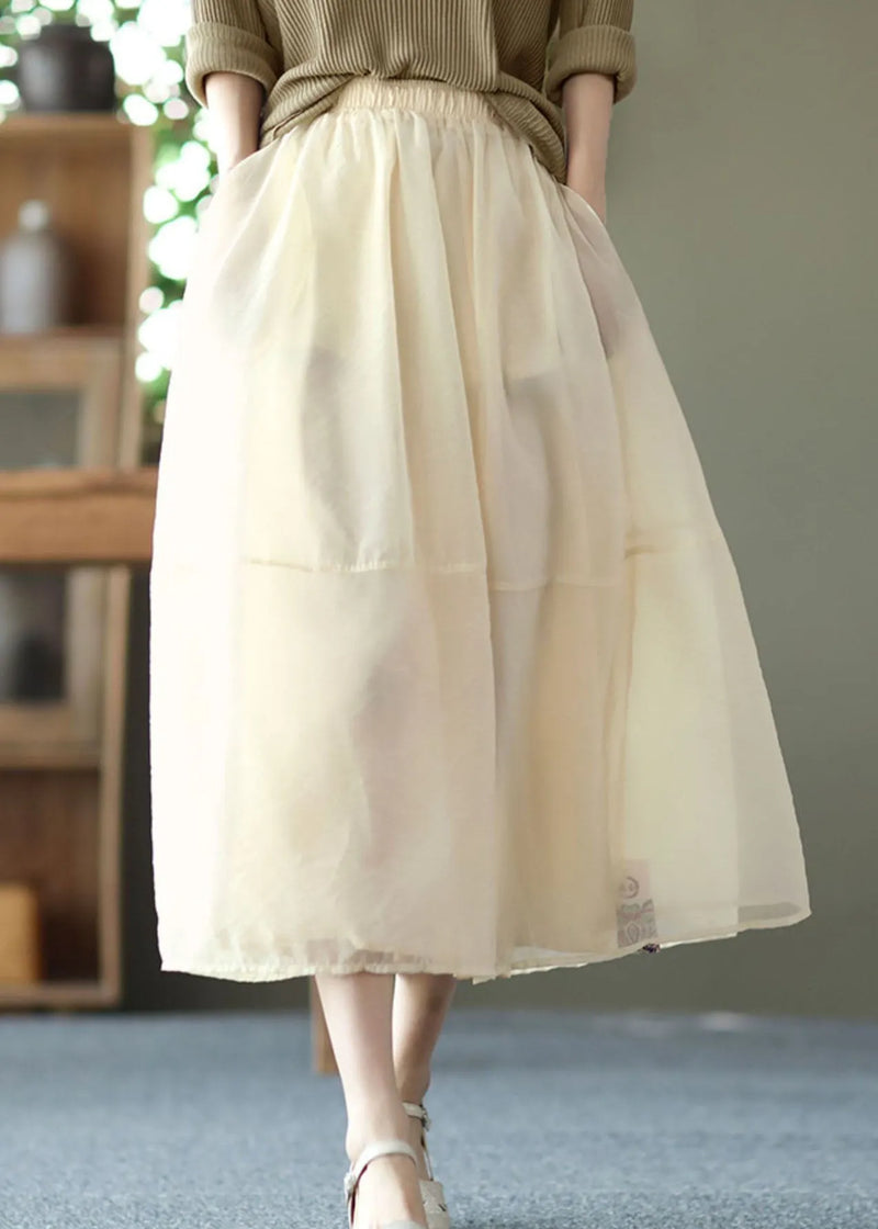 Apricot Patchwork Tulle a Line Skirt Summer