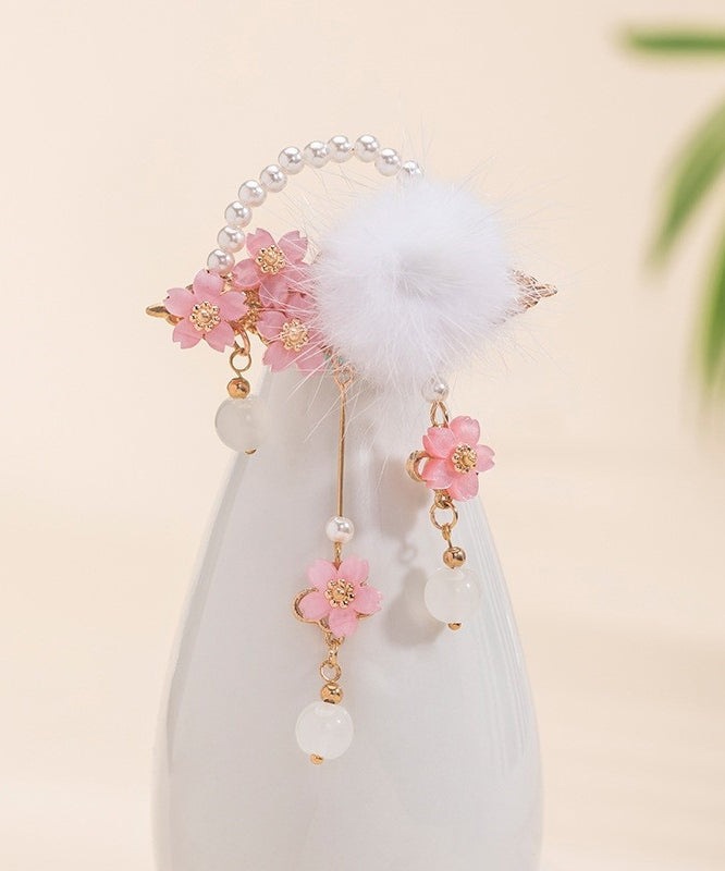 Colorblock Copper Pearl Mink Hair Tassel Hairpin