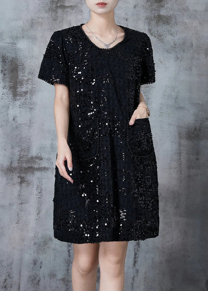 Black Sequins Nail Bead Party Dresses Summer