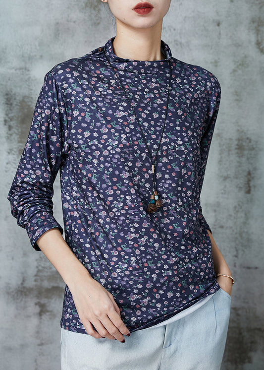 Blue Print Cotton Shirt Spring