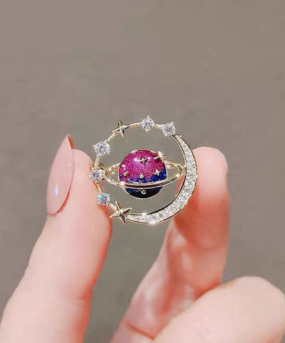 Blue Alloy Zircon Planet Brooches