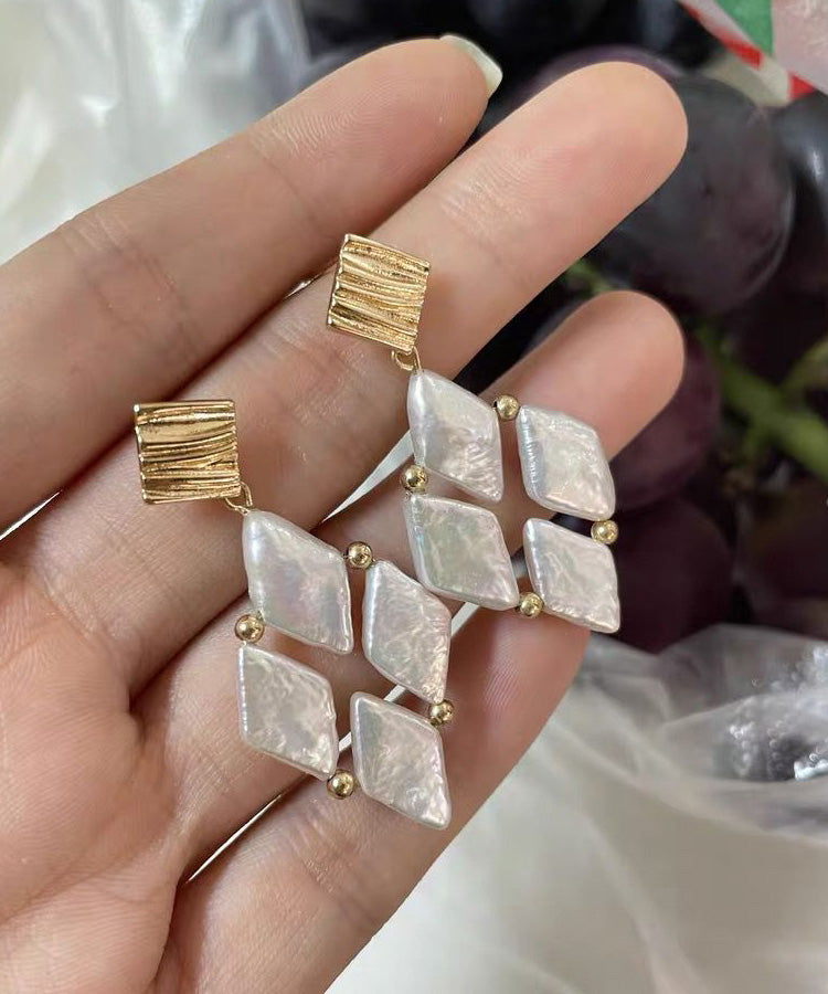 White Metal Alloy Pear Drop Earrings