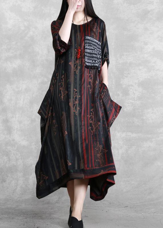 Asymmetric Dresses Print Robes Spring Dresses Gown