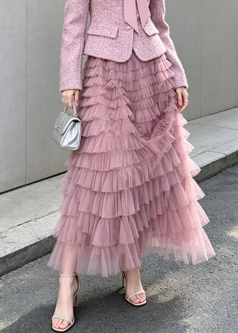 New Purple Woolen Coat and Tulle Ruffled Skirts Sets 2 Pieces Fall