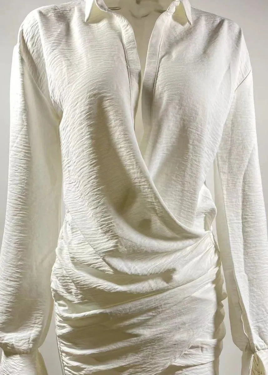 White Peter Pan Collar Cotton Mid Dress Fall