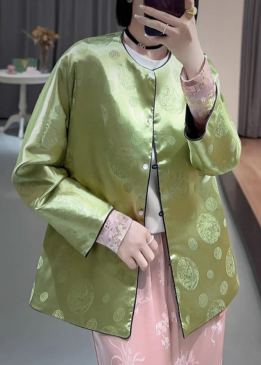 Pink Embroideried Wear on Both Sides Silk Coat Spring