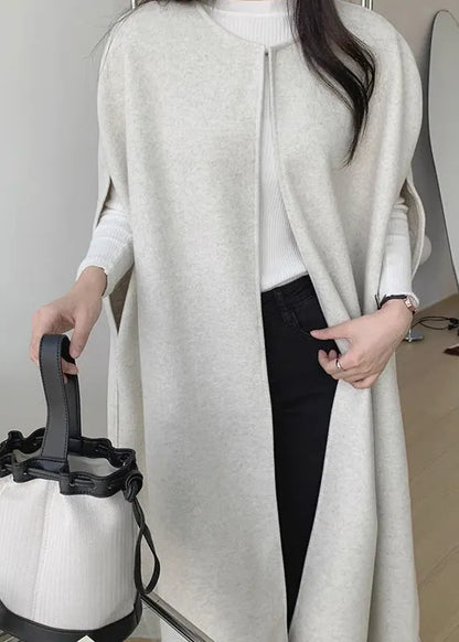 Black Oversized Pockets Woolen Coats Sleeveless