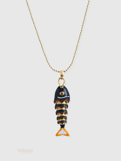 Daria Colorful Enamel Fish Pendant Necklace