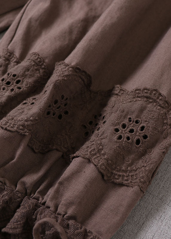 Chocolate Lace Patchwork Lantern Pants Spring