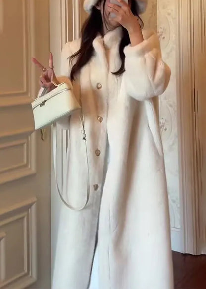 Original Apricot Stand Collar Button Mink Velvet Coats Winter