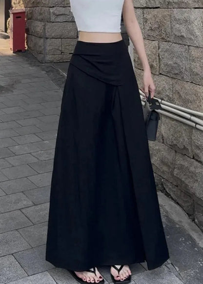 Slim Fit Black Side Open High Waist Cotton Skirts Summer