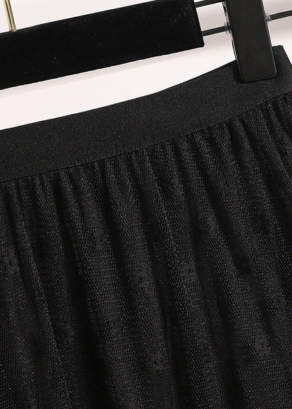 Black Ruffled Lace a Line Skirts Fall