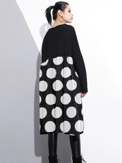 Stylish Black Cotton Shift Dress Cotton Clothing Dress High Waist Patchwork Cotton Dress