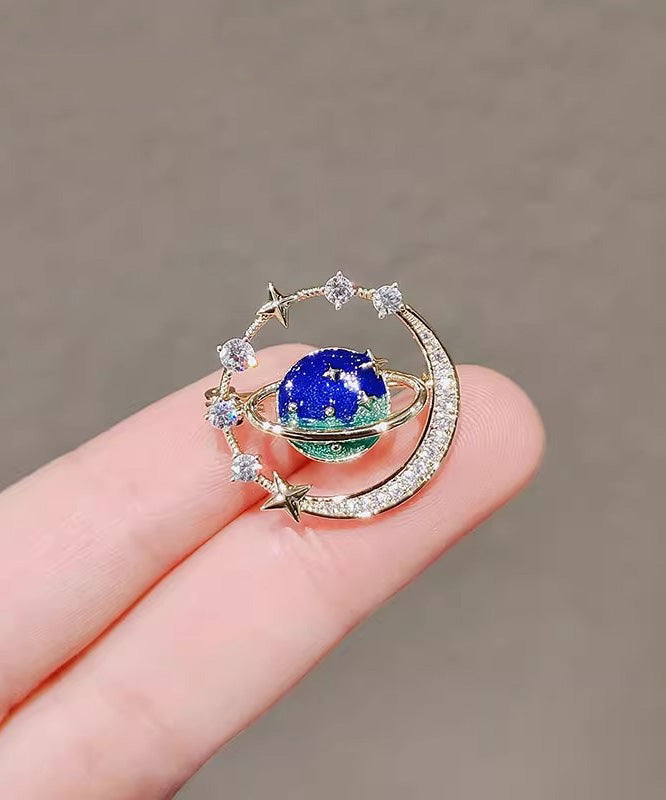 Blue Alloy Zircon Cosmic Planet Brooch