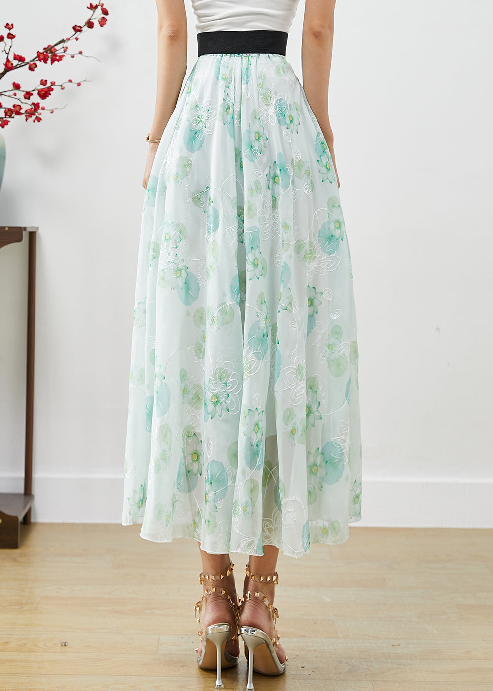Green Chiffon Skirts Exra Large Hem Fall