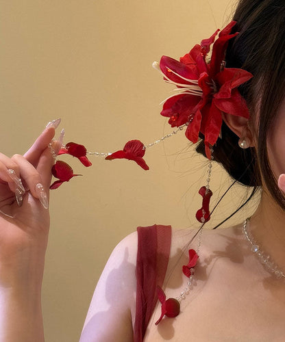 Unique Red Seed Pearl Tassel Hairpin