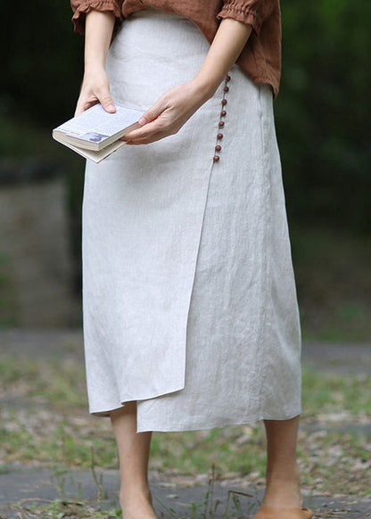 Boutique White Asymmetrical Design Elastic Waist a Line Skirts Spring