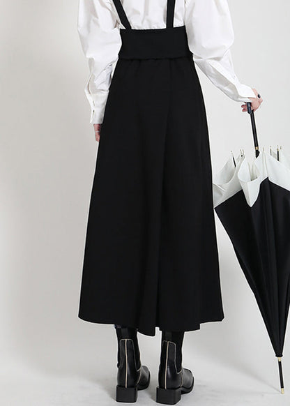 Black High Waist Side Open a Line Skirts Summe