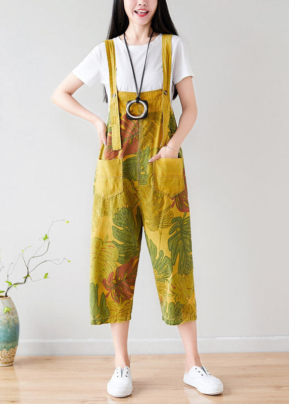 Yellow Pockets Print Jumpsuit Summer