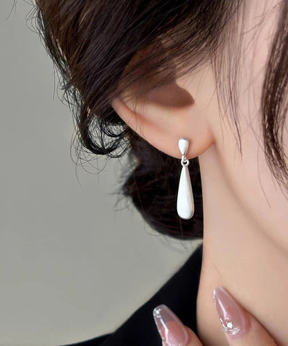 Art White Copper Overgild Dull Polish Water Drop Drop Earrings