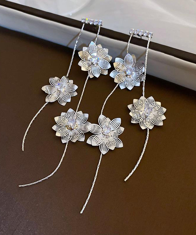 Skinny Silk Copper Zircon Tassel Drop Earrings