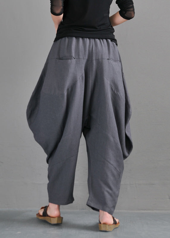 Grey Pockets Patchwork Lantern Pants Summer