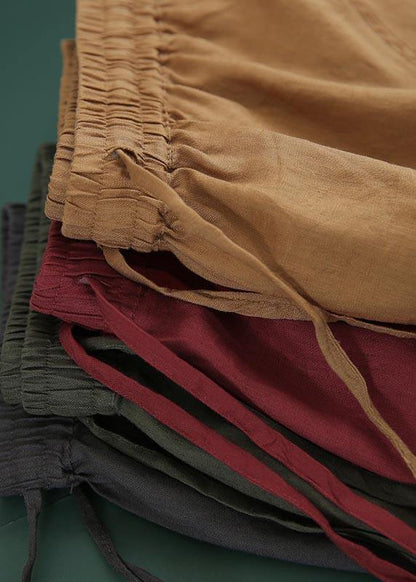 Style Yellow Pockets a Line Summer Linen Skirts