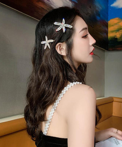 Alloy Zircon Pearl Starfish Two-piece Set Hairpin
