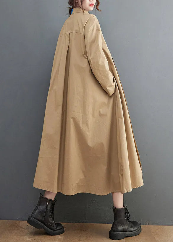 Loose Blue Peter Pan Collar Button Asymmetrical Design Pockets Shirt Dresses Spring