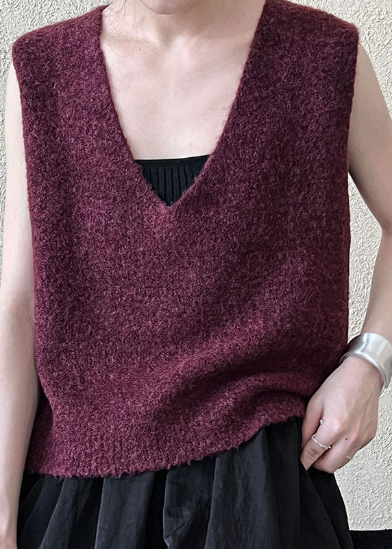 New Versatile White V Neck Knit Vest Sleeveless