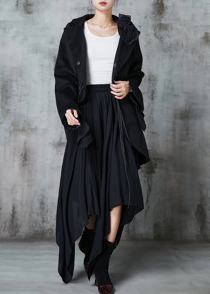 Diy Black Asymmetrical Original Design Cotton Two Piece Set Spring
