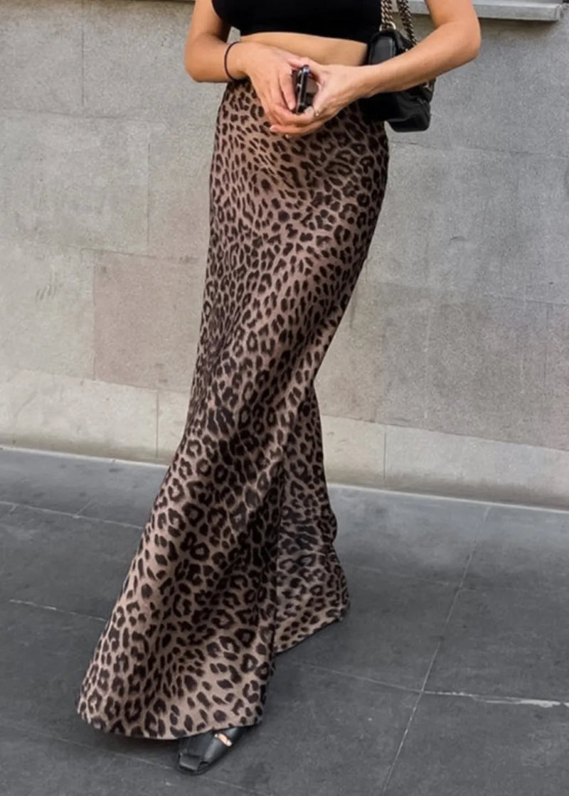 European and American Leopard Print Wrap Buttocks Fishtail Skirt Summer