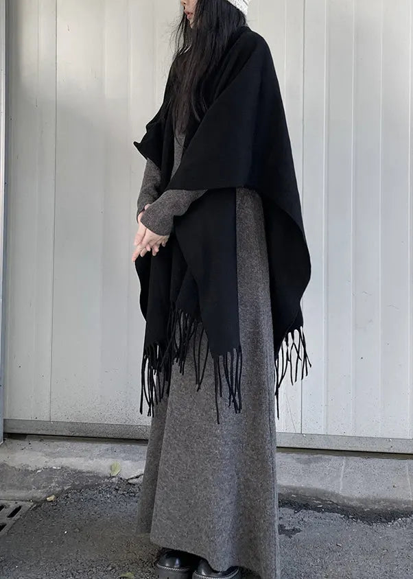 Grey Turtle Neck Asymmetrical Design Knit Two Pieces Set Winter