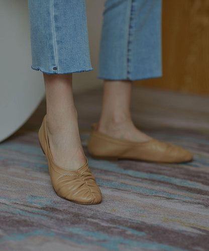 Stylish Khaki Pointed Toe Flats Shoes
