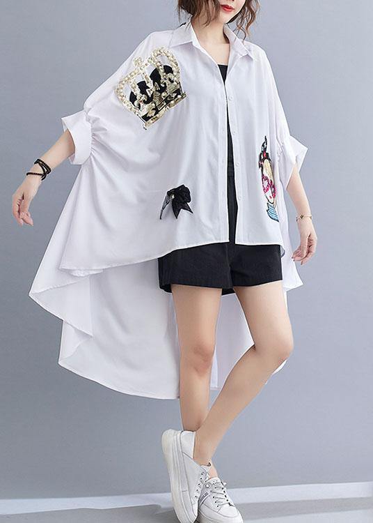 Style White Nail Bead Sequins Button Summer Top