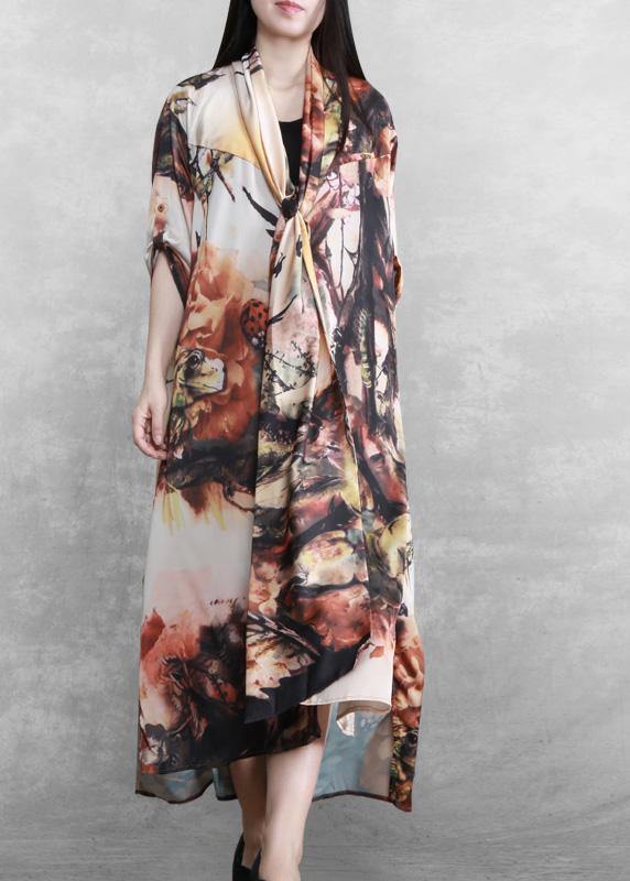 Sunrise Paitings Silk Summer Dresses