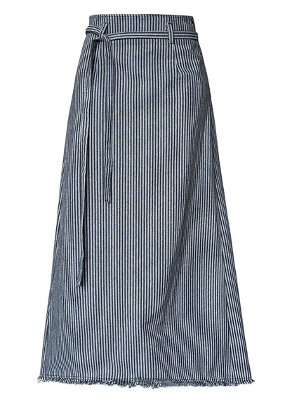 Striped High Waist Tie Waist Maxi Skirts