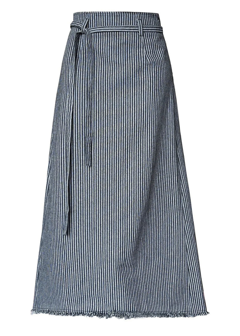 Striped High Waist Tie Waist Maxi Skirts