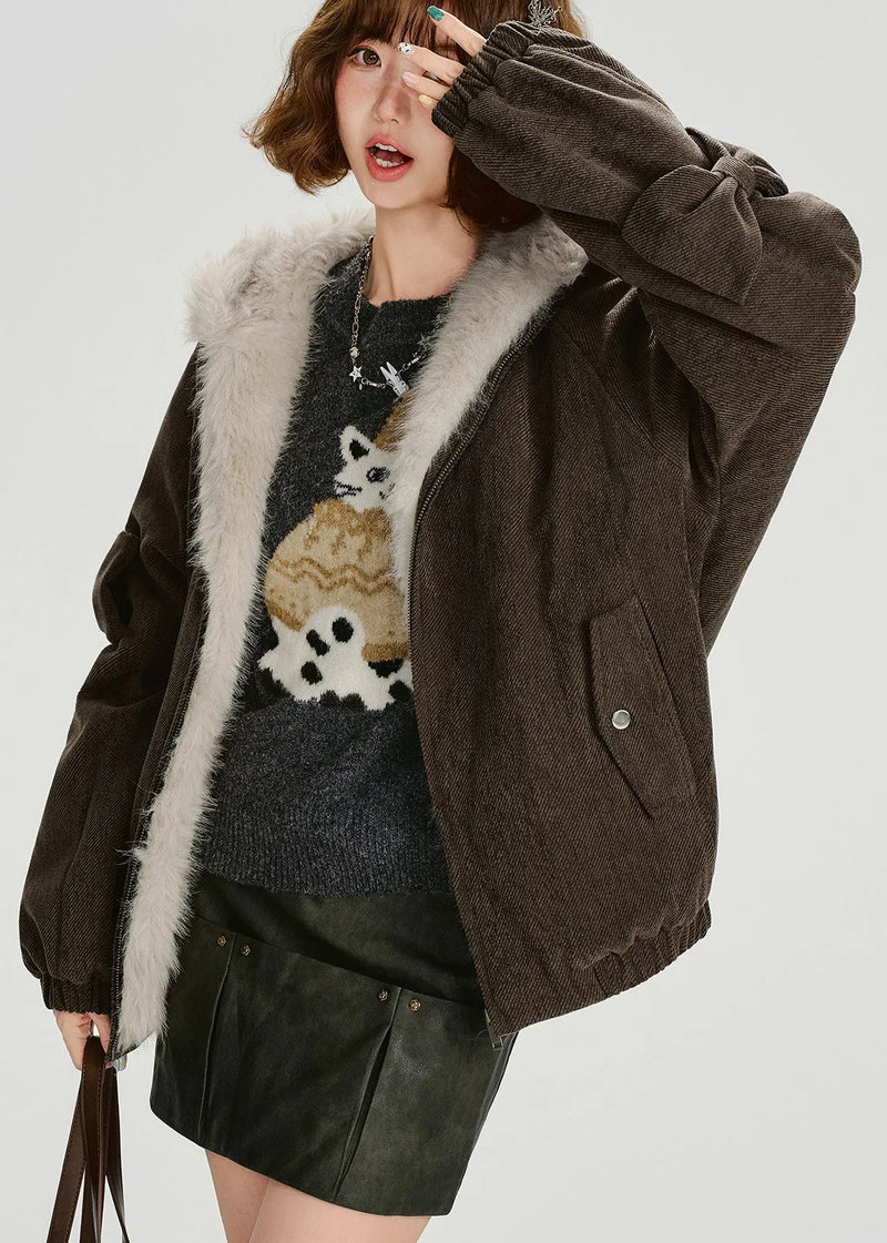 Zip Up Thick Warm Fleece Hoodie Coat Winter