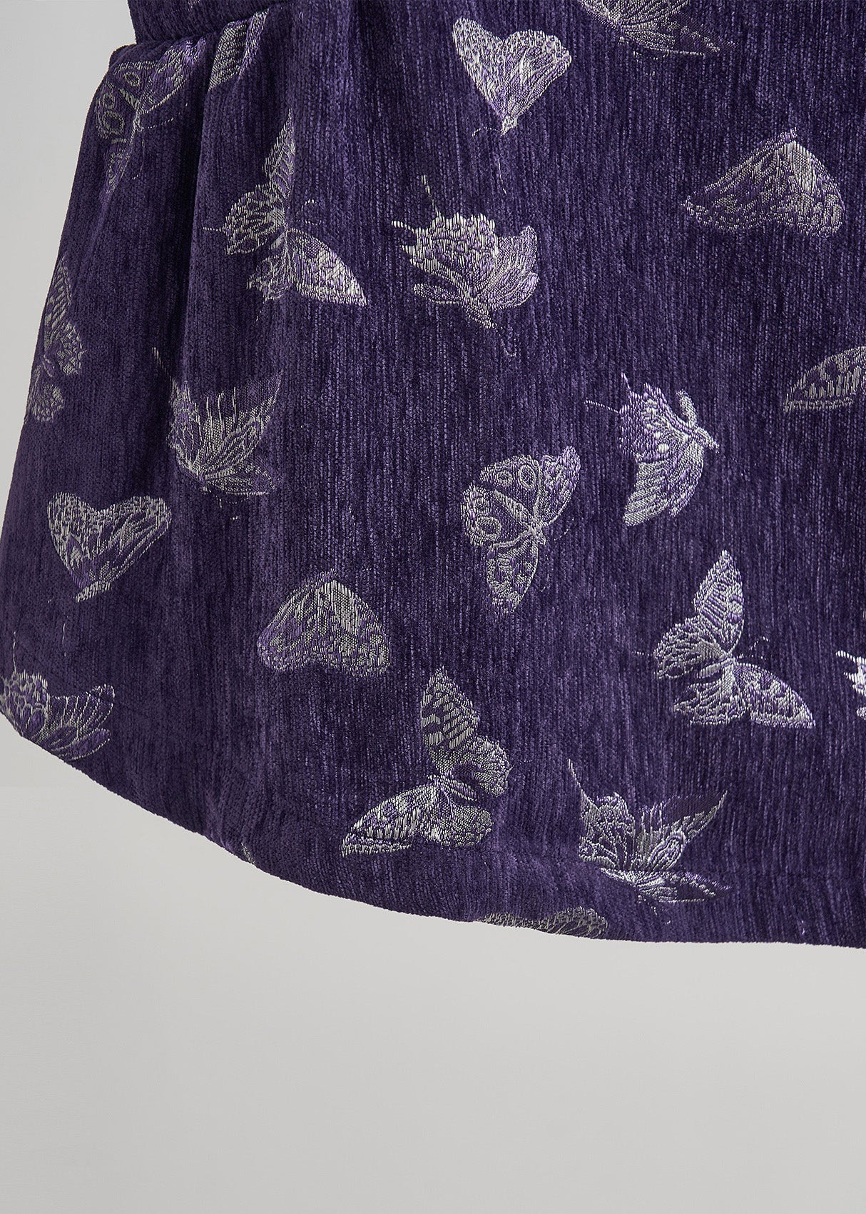 Art Purple Embroidered Butterfly Silk Velvet Two-piece Set Sleeveless