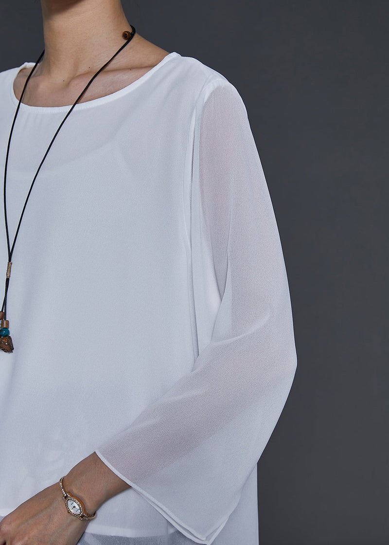 Style Asymmetrical Patchwork Chiffon Two Pieces Set Summer