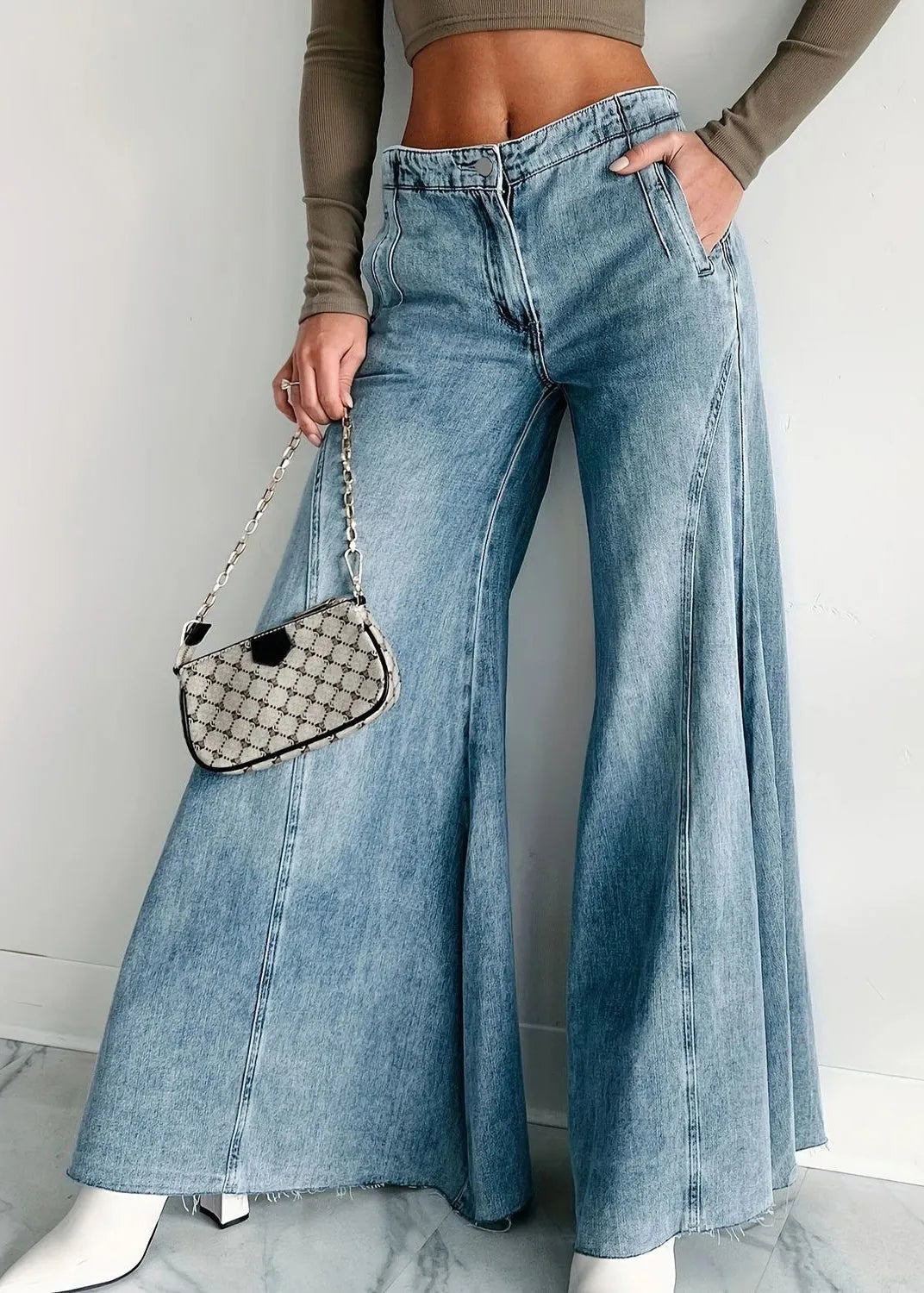 Loose Blue High Waist Wide Leg Jeans