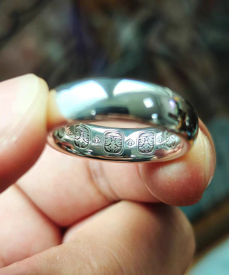 Silk Plain Ring Carving Silver Rings