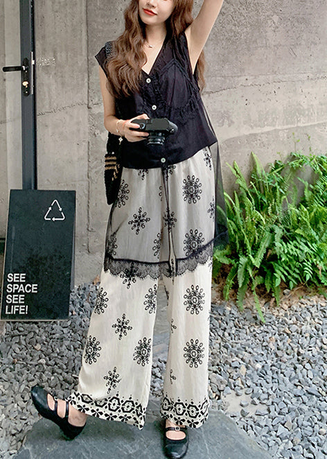 Black Patchwork Tulle Two Pieces Set Sleeveless