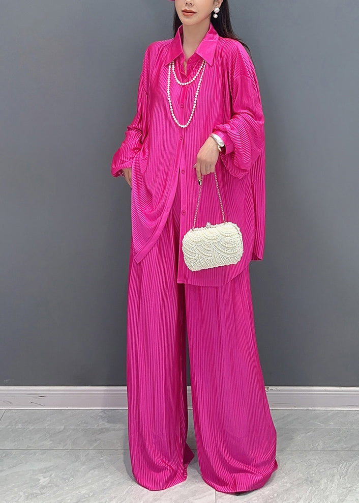 Rose Oversized Wrinkled Draping Two Piece Set Clothing Fall