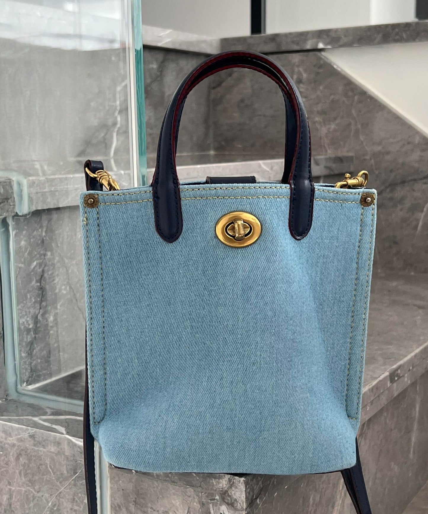Blue Large Capacity Versatile Denim Tote Handbag