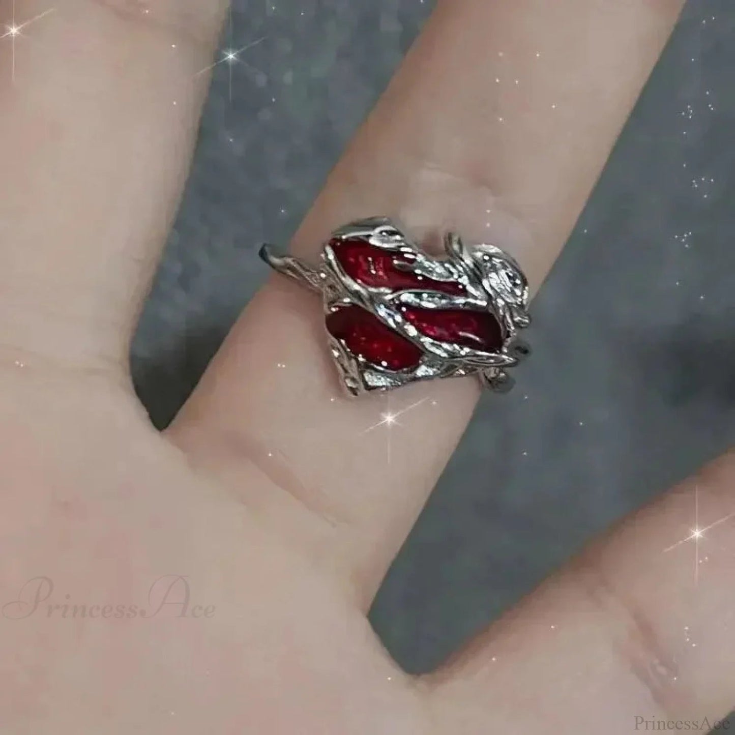 Crimson Crystal Affection Heart Gothic Band