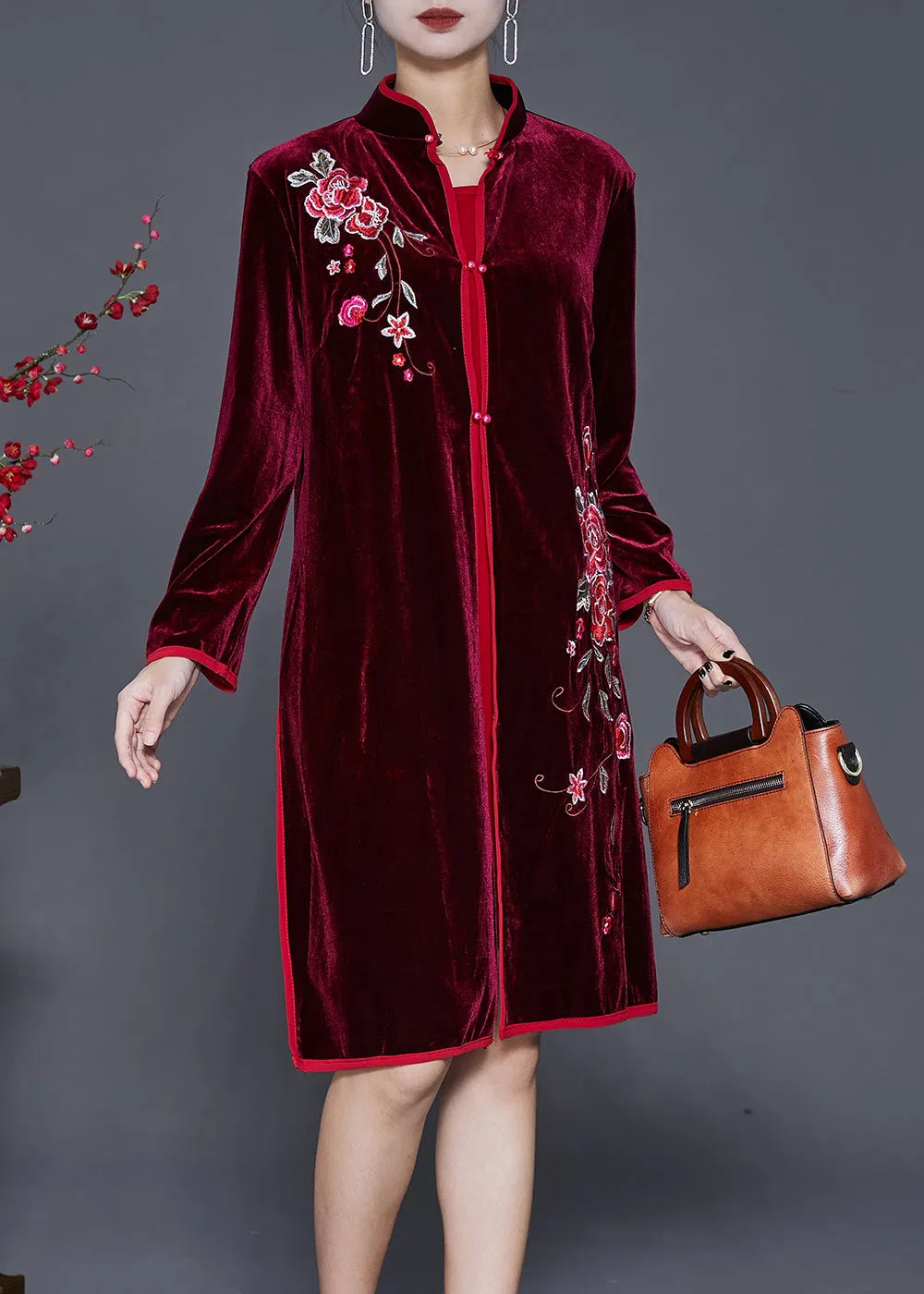 Fine Mulberry Embroideried Silk Velour Sets 2 Pieces Fall