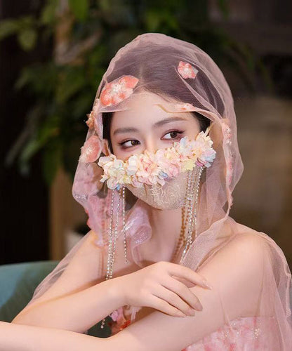 Unique Rainbow Tulle Zircon Tassel Veil