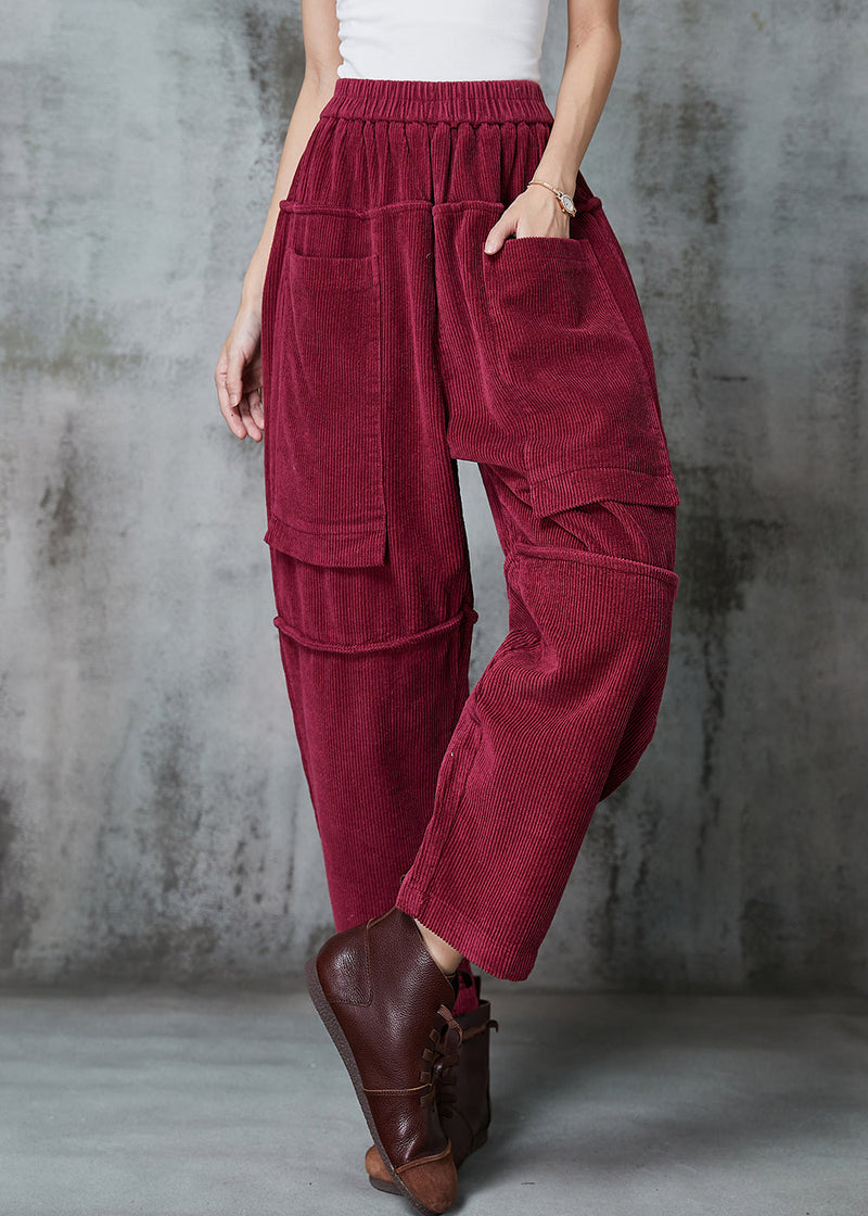 Modern Mulberry Oversized Pocketspatchwork Corduroy Pants Spring